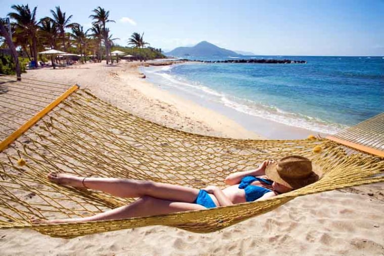 Relaxing on vacation in Nevis in the Caribbean.